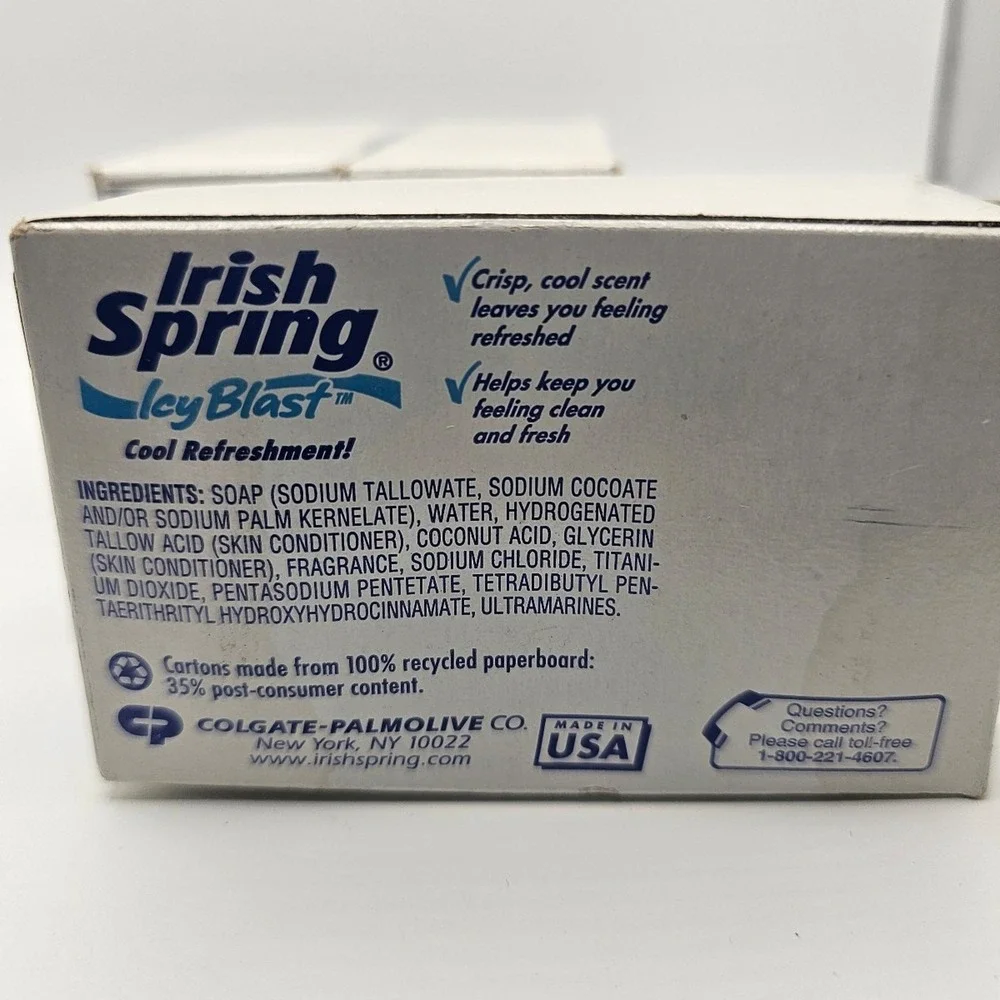 Vintage Irish Spring Icy Blast Deodorant Soap 3 Bars 4.5oz Each Sealed USA